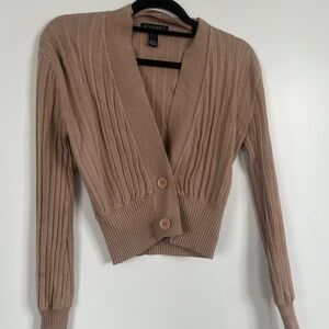 Taupe Ribbed crop  Cardigan